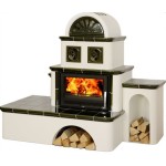 Kachlová pec ABX Oxford s výměníkem 7kW pravá, zelená